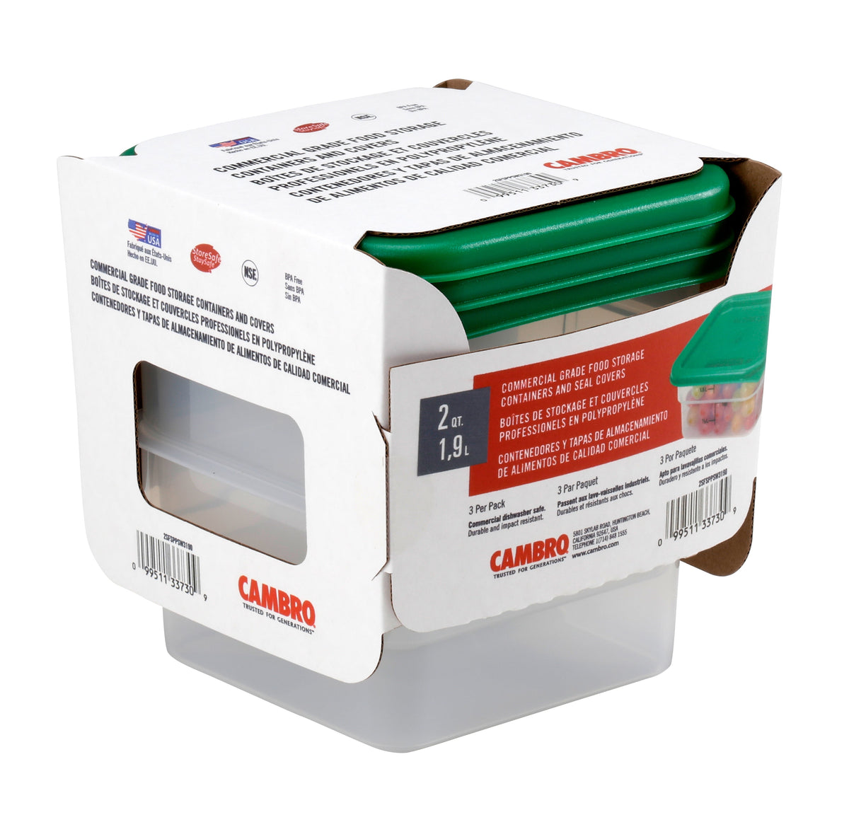 Cambro CamSquare Food Storage Container and Lid Set, Translucent