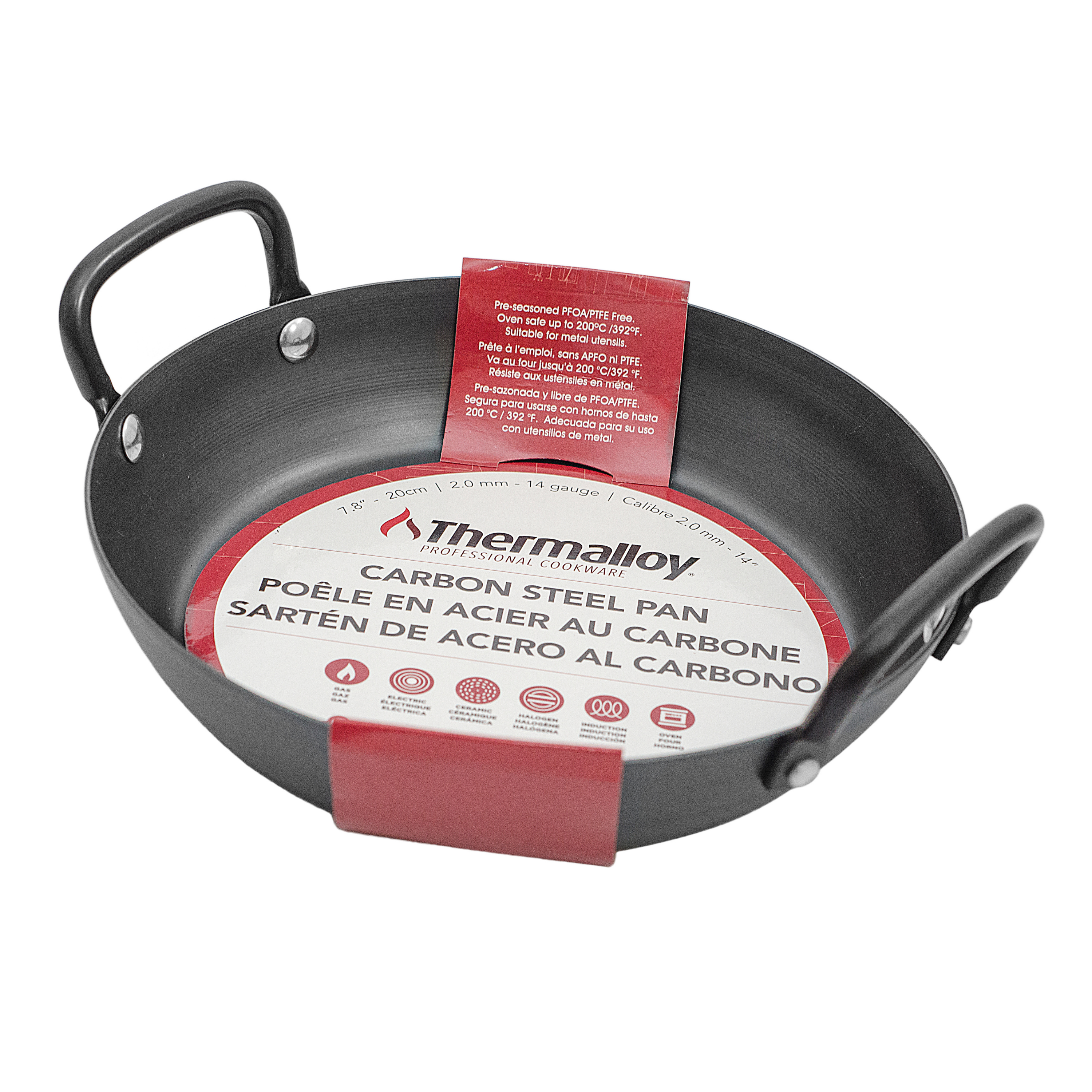 Browne Foodservice THERMALLOY 11.8 Inch Black Carbon Steel Fry Pan