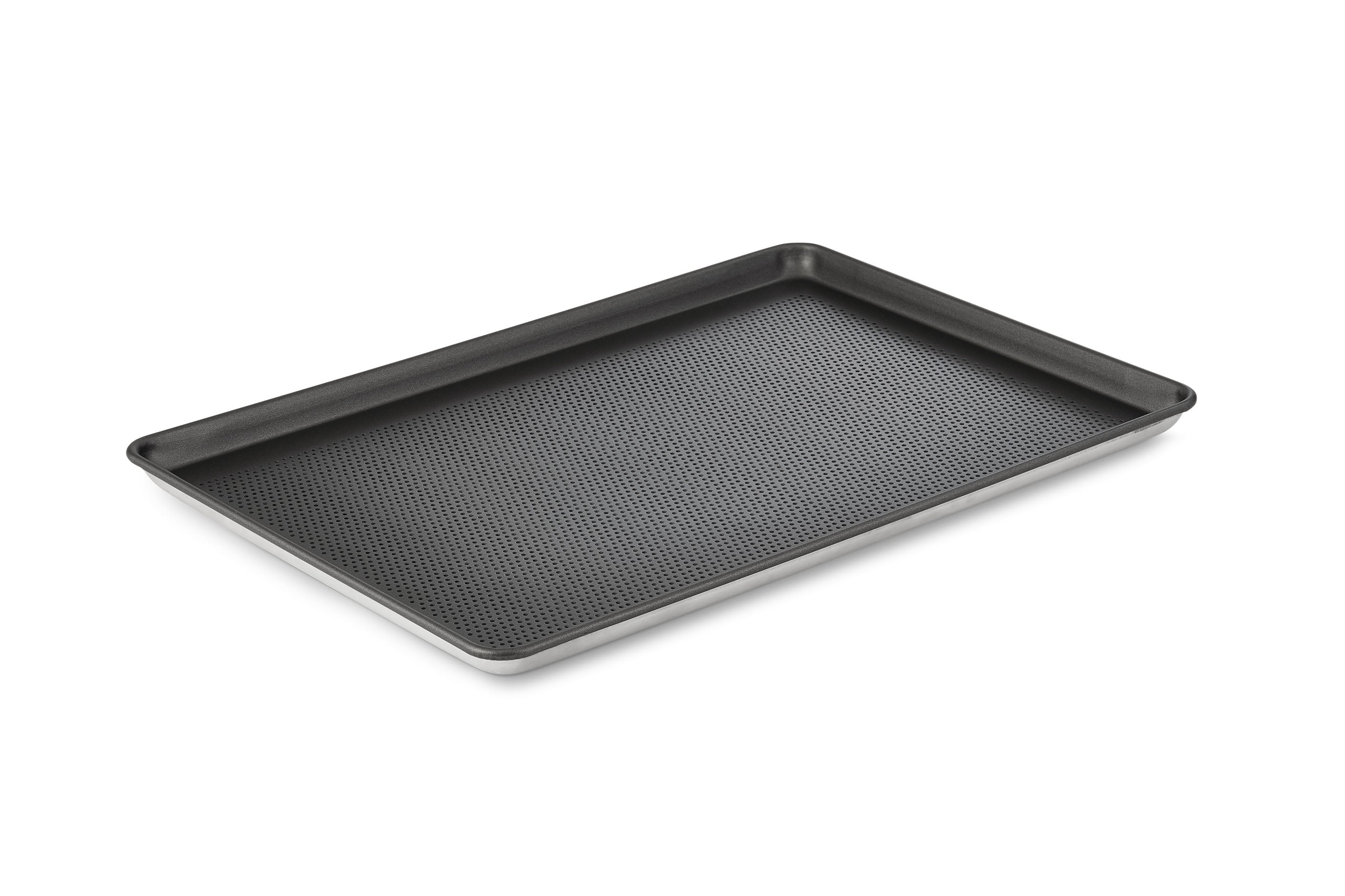 Baker's Mark Quarter Size 18 Gauge Non-Stick 9 1/2 x 13 Red Wire in Rim  Aluminum Bun / Sheet Pan / Tray