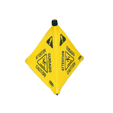 Rubbermaid Floor Caution Sign, Pop Up, Multilingual, 3 Sided, Yellow ...