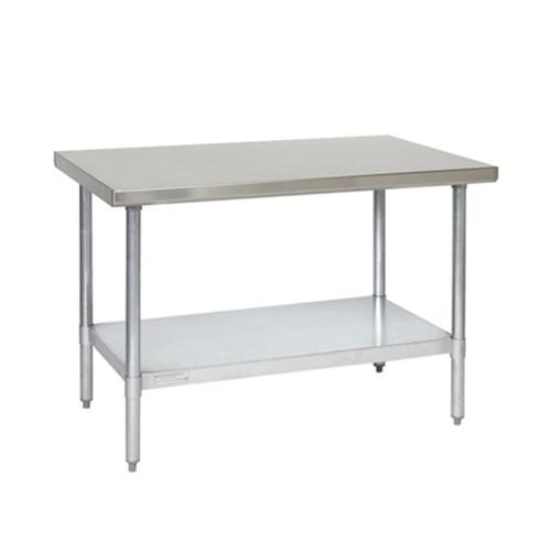 Tarrison Work Table with Bottom Shelf, Adjustable Bullet Feet, Stainle ...